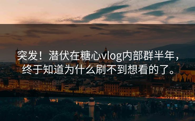 突发！潜伏在糖心vlog内部群半年，终于知道为什么刷不到想看的了。