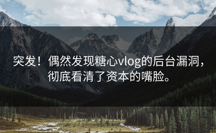 突发！偶然发现糖心vlog的后台漏洞，彻底看清了资本的嘴脸。