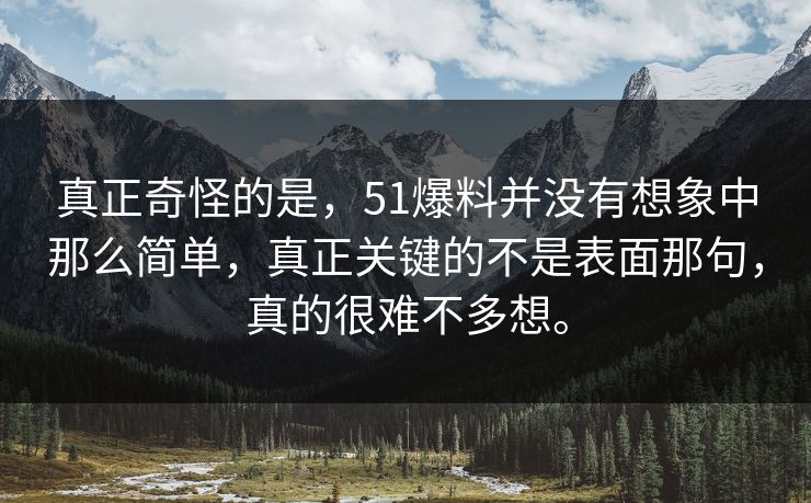 真正奇怪的是，51爆料并没有想象中那么简单，真正关键的不是表面那句，真的很难不多想。