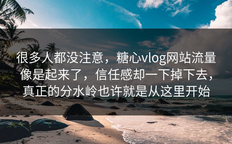 很多人都没注意，糖心vlog网站流量像是起来了，信任感却一下掉下去，真正的分水岭也许就是从这里开始