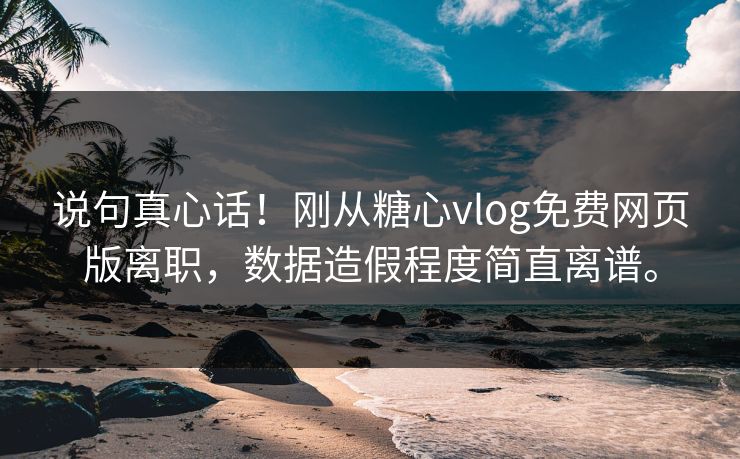 说句真心话！刚从糖心vlog免费网页版离职，数据造假程度简直离谱。