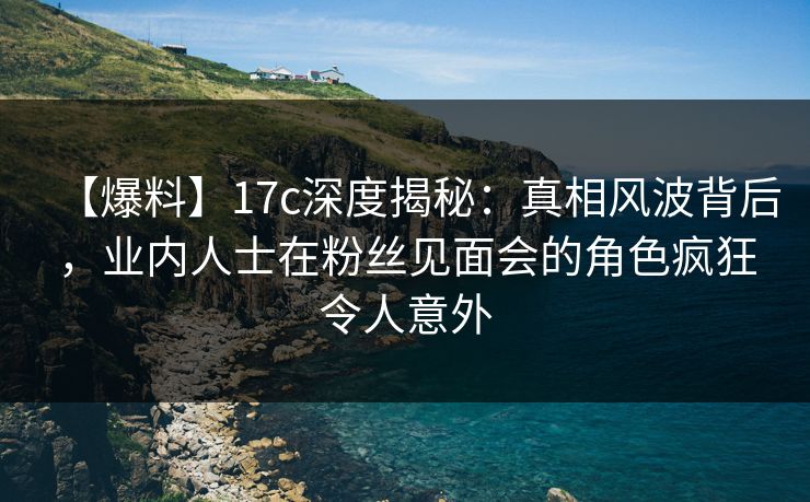 【爆料】17c深度揭秘：真相风波背后，业内人士在粉丝见面会的角色疯狂令人意外
